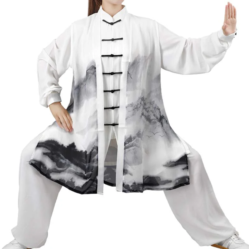 3 pezzi pittura a inchiostro meditazione preghiera spirituale zen tai chi qigong pratica abbigliamento unisex set - Image 14