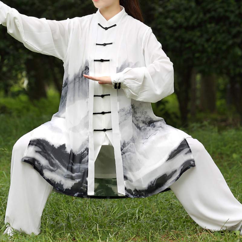 3 pezzi pittura a inchiostro meditazione preghiera spirituale zen tai chi qigong pratica abbigliamento unisex set - Image 3