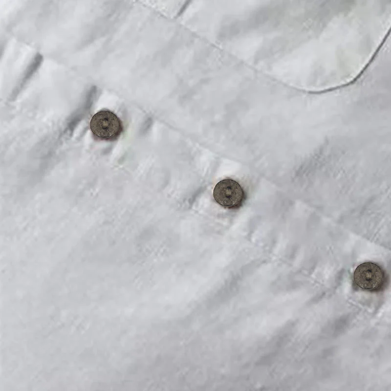 Camicia da donna a maniche lunghe con tasche e bottoni in tinta unita Buddha Stones - Image 3