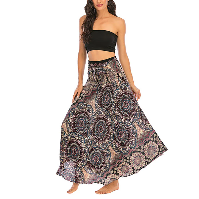 Abito con gonna allacciata con fiori mandala bohémien in due stili Buddha Stones - Image 14
