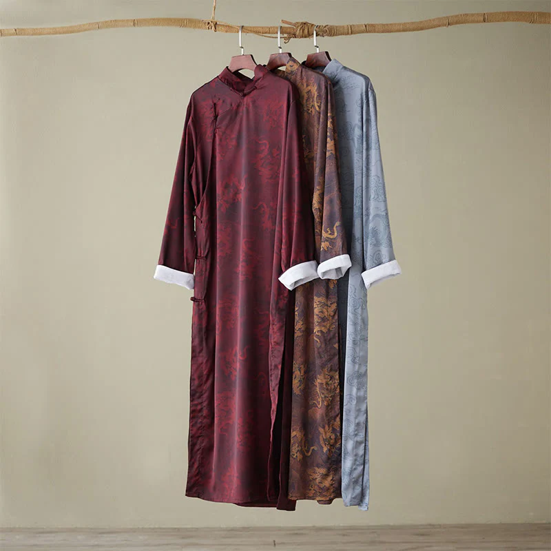 Abito da uomo in cotone con drago cinese vintage con bottoni a rana e Buddha Stones - Image 2