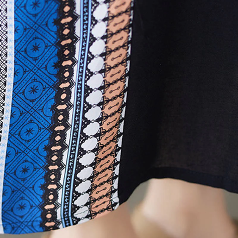 Abito midi a maniche corte con tasche e strisce blu e nere Buddha Stones - Image 12