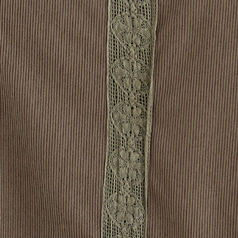 Abito midi da donna in velluto a coste con maniche lunghe, tasche e bottoni invernali plissettati Buddha Stones - Image 12