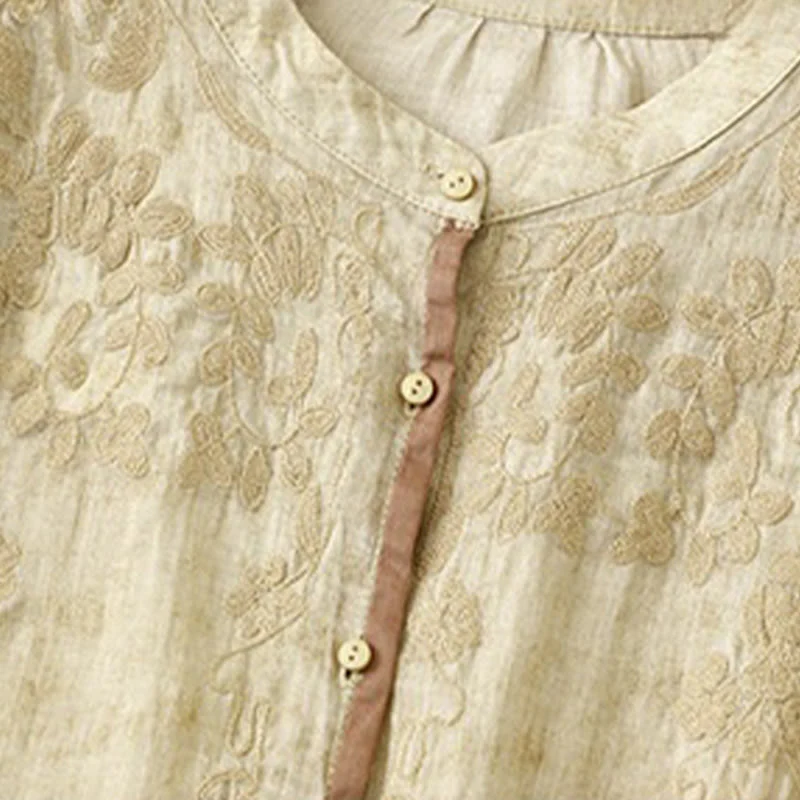 Abito midi in acrilico con maniche a tre quarti, casual, estivo, ricamato, con colletto alto, motivo Buddha Stones - Image 11