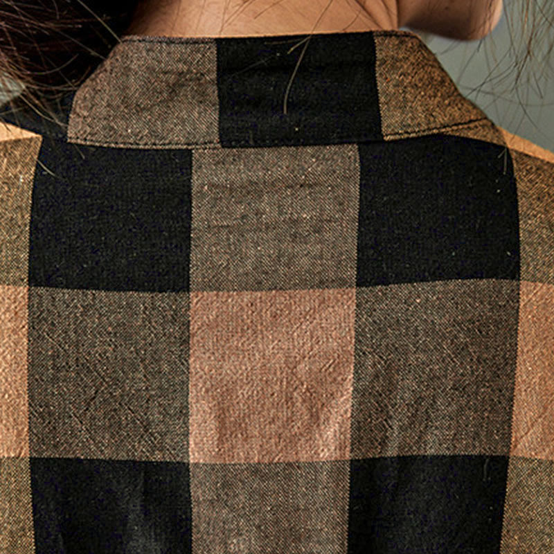 Abito midi in cotone a maniche lunghe con motivo patchwork a Buddha Stones Commute - Image 11