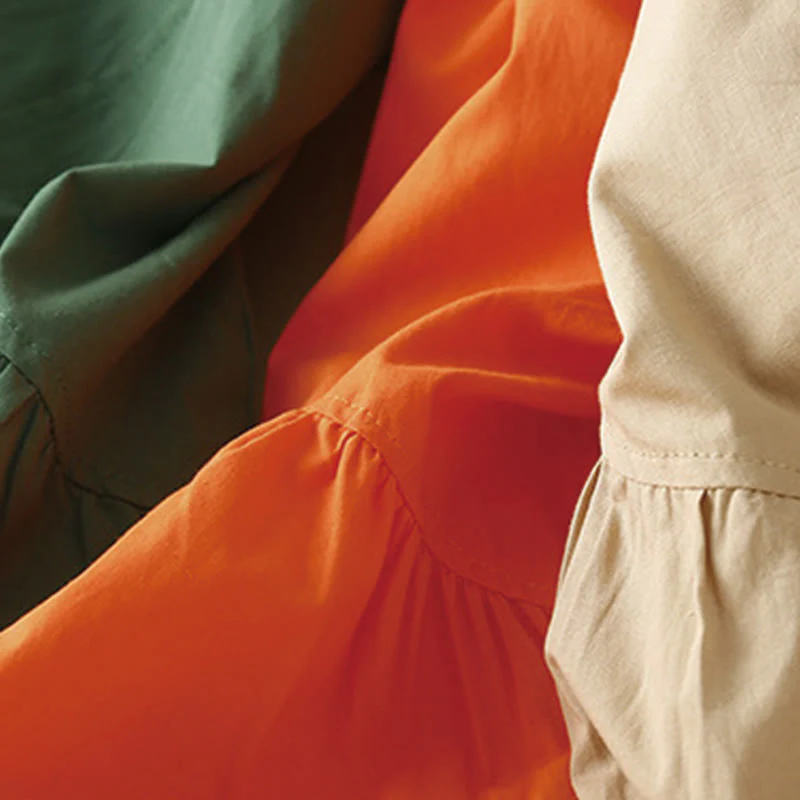 Abito midi in cotone con scollo a V, manica corta, design casual a colori puri Buddha Stones con tasche - Image 20