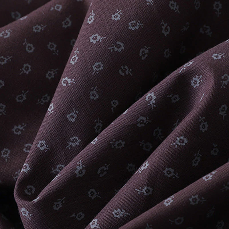 Abito midi in lino e cotone con maniche lunghe, pieghe a fisarmonica, stampa floreale con Buddha Stones e tasche - Image 15