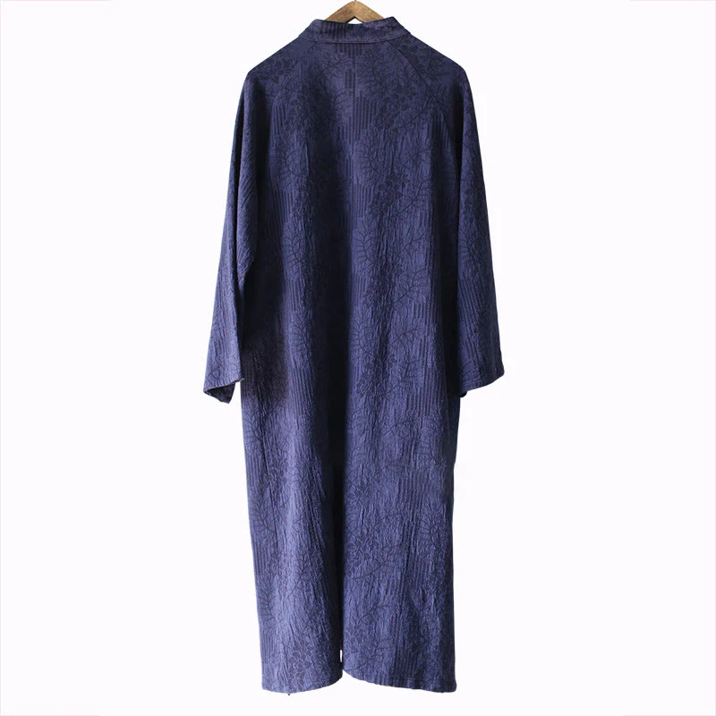 Abito midi jacquard con motivo floreale Buddha Stones, maniche lunghe, in cotone e lino, pantaloni a gamba larga con tasche. - Image 17