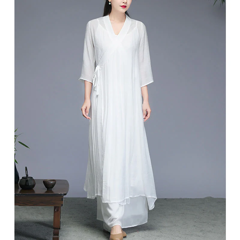 Abito midi in stile Hanfu Buddha Stones , pantaloni a gamba larga, meditazione, pratica zen, yoga, danza, abbigliamento - Image 11