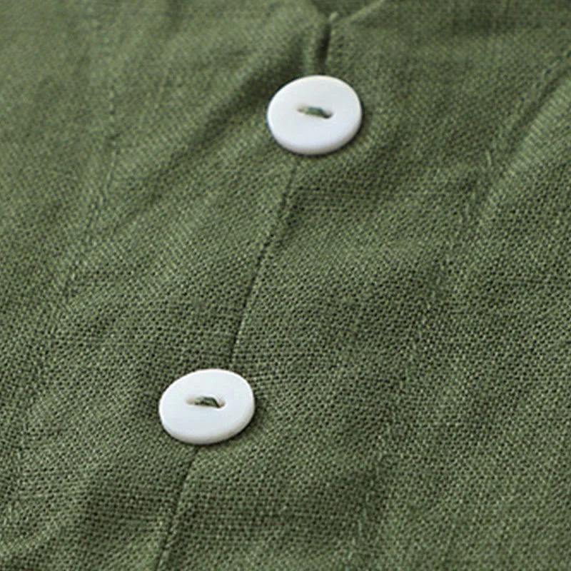 Abito midi senza maniche, casual, quotidiano, in tinta unita, con scollo a V e bottoni semplici, motivo Buddha Stones - Image 15