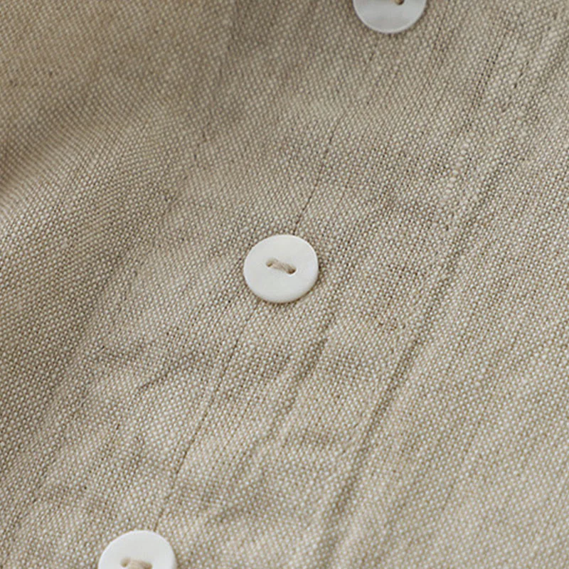 Abito midi senza maniche, casual, quotidiano, in tinta unita, con scollo a V e bottoni semplici, motivo Buddha Stones - Image 6