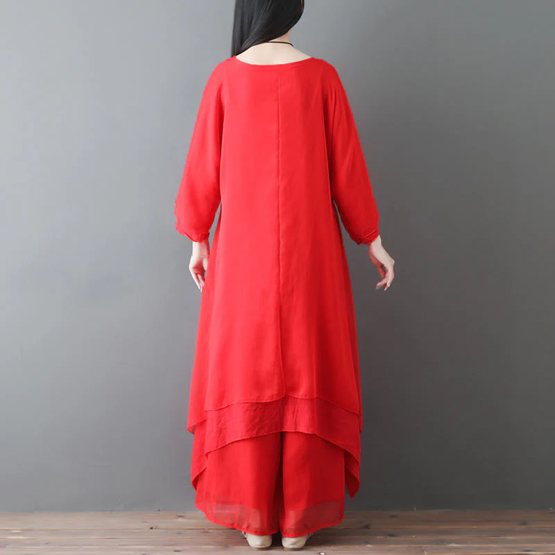 Abito tunica midi con Buddha Stones a V e pantaloni larghi, per meditazione, zen, danza - Image 12