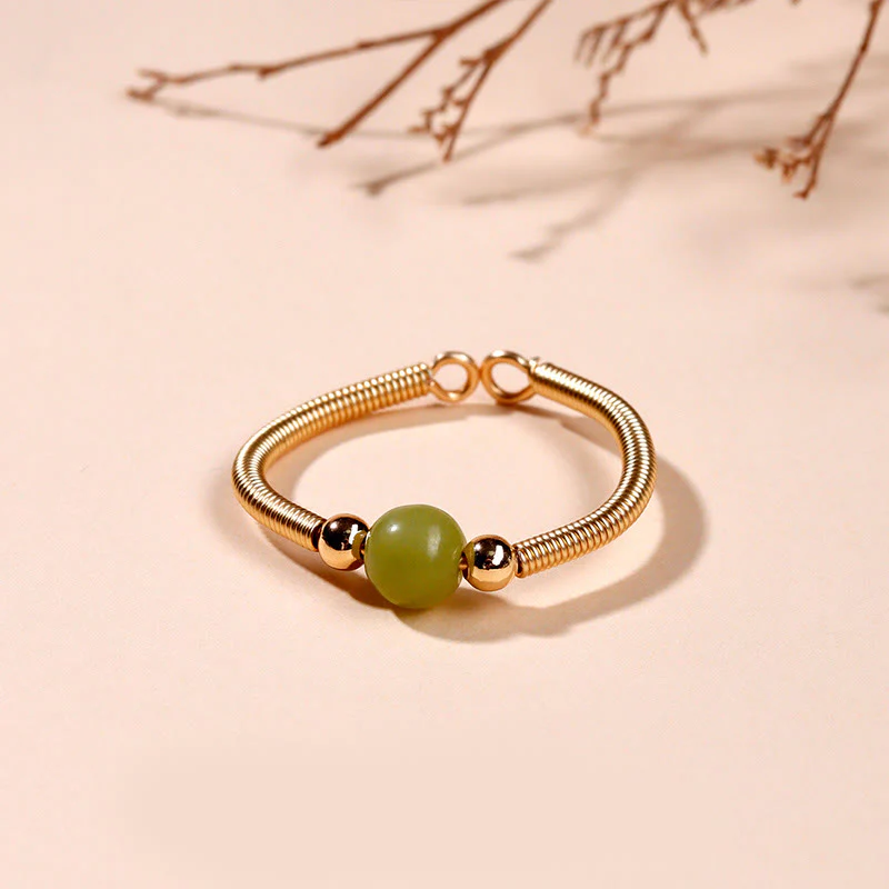 Anello aperto in lega di perline di pietra naturale Buddha Stones - Image 10
