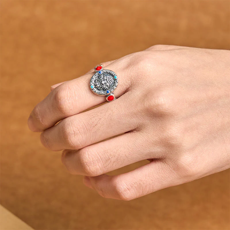Anello aperto regolabile in rame e Buddha Stones Zakiram - Image 4