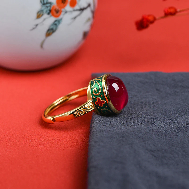Anello Buddha Stones 925 Sterling Silver Corindone Rosso Coraggio - Image 11