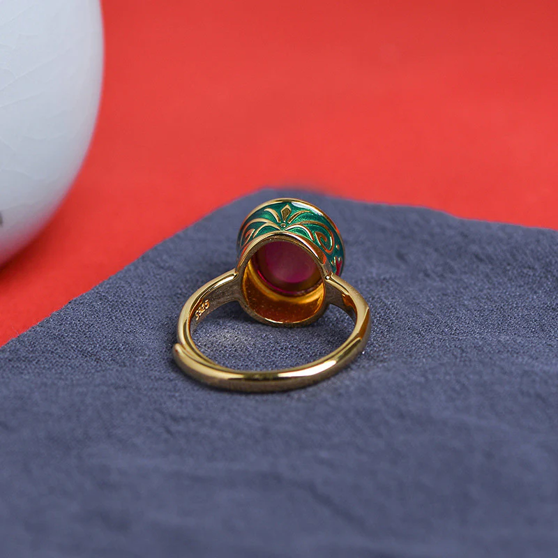 Anello Buddha Stones 925 Sterling Silver Corindone Rosso Coraggio - Image 13