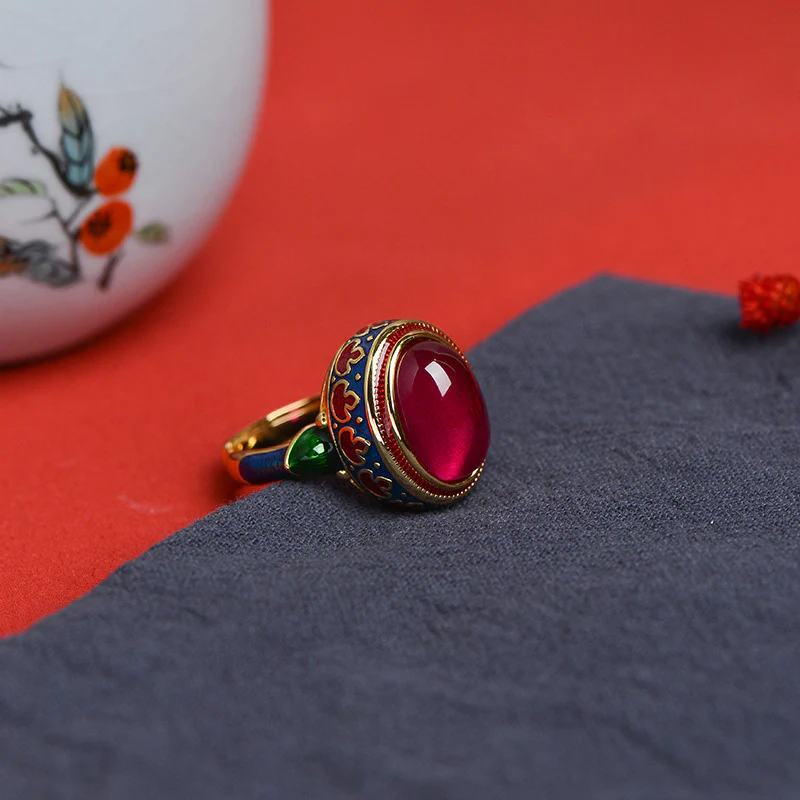 Anello Buddha Stones 925 Sterling Silver Corindone Rosso Coraggio - Image 6