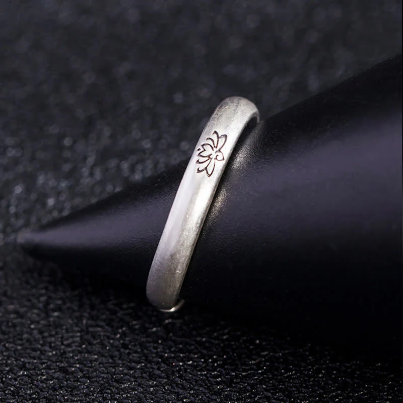 Anello Buddha Stones 925 Sterling Silver Lotus Flower Enlightenment - Image 5