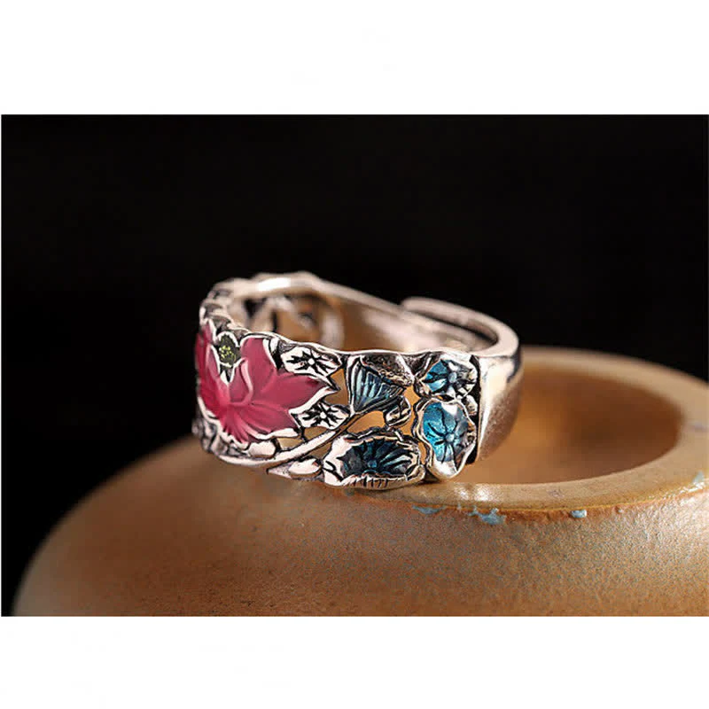 Anello Buddha Stones 925 Sterling Silver Lotus Koi Fish Enlightenment - Image 6
