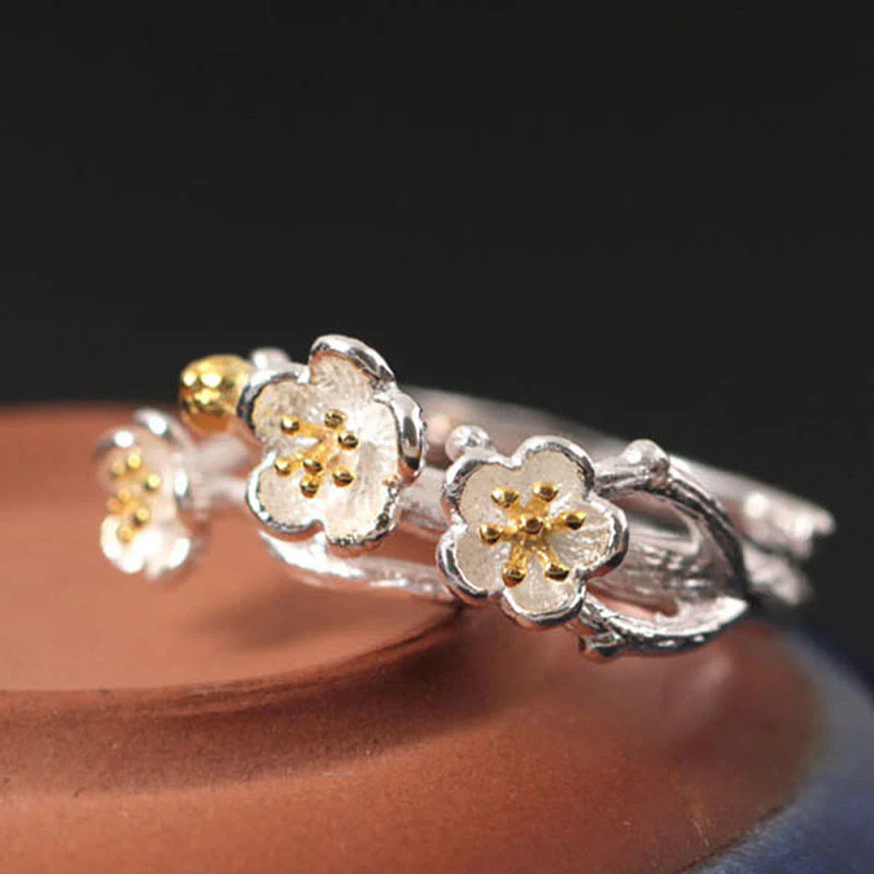 Anello Buddha Stones in argento sterling 925 con prugna e bossom calmo - Image 3