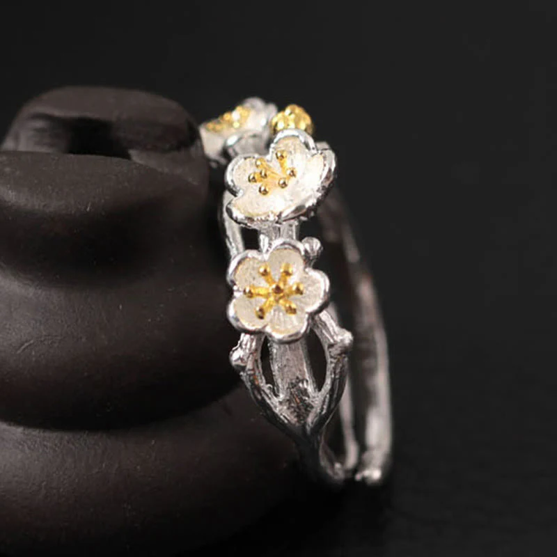 Anello Buddha Stones in argento sterling 925 con prugna e bossom calmo - Image 4