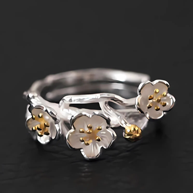 Anello Buddha Stones in argento sterling 925 con prugna e bossom calmo - Image 7