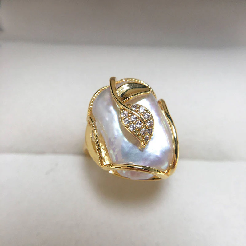 Anello Buddha Stones Pearl Rame Placcato Oro Fiore Felicità Ricchezza - Image 10