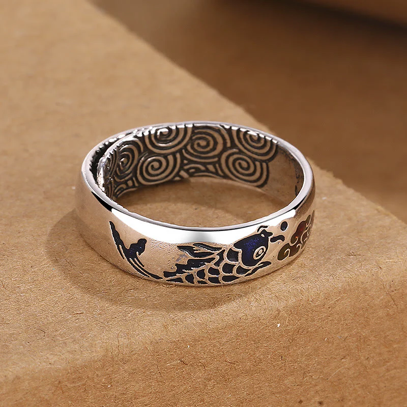 Anello Buddha Stones, pesce Koi, nuvola di buon auspicio, fortuna e ricchezza - Image 3