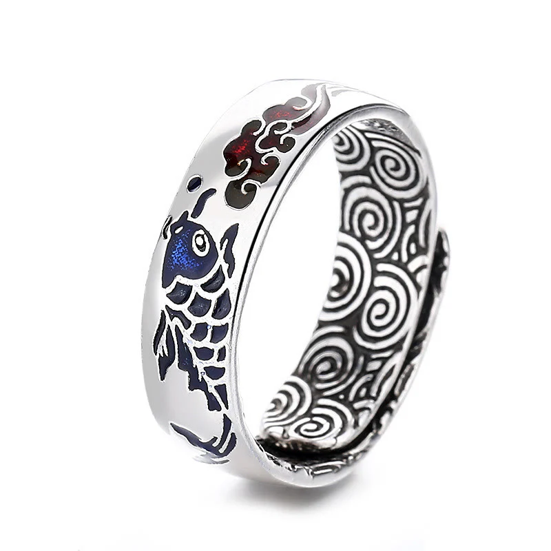 Anello Buddha Stones, pesce Koi, nuvola di buon auspicio, fortuna e ricchezza - Image 5