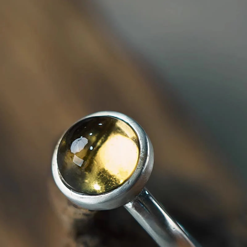 Anello della felicità regolabile in argento sterling 925 con citrino prehnite naturale Buddha Stones - Image 7