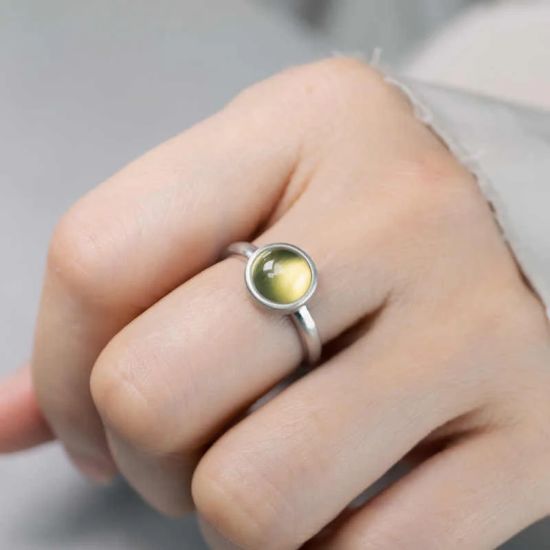 Anello della felicità regolabile in argento sterling 925 con citrino prehnite naturale Buddha Stones - Image 9