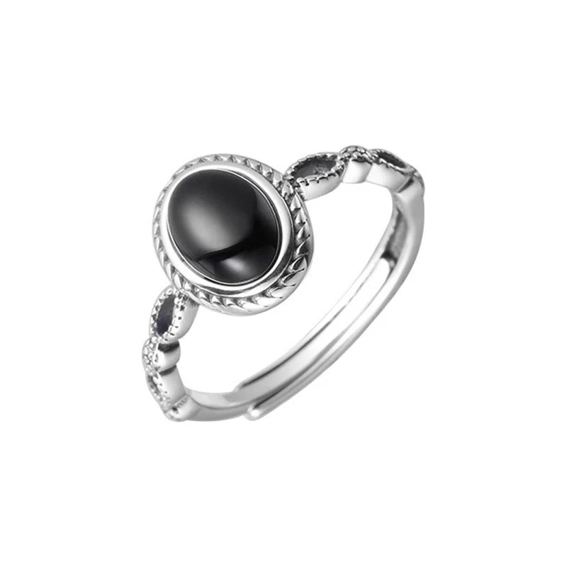 Anello della fortuna in onice nero in argento sterling 925 Buddha Stones - Image 11
