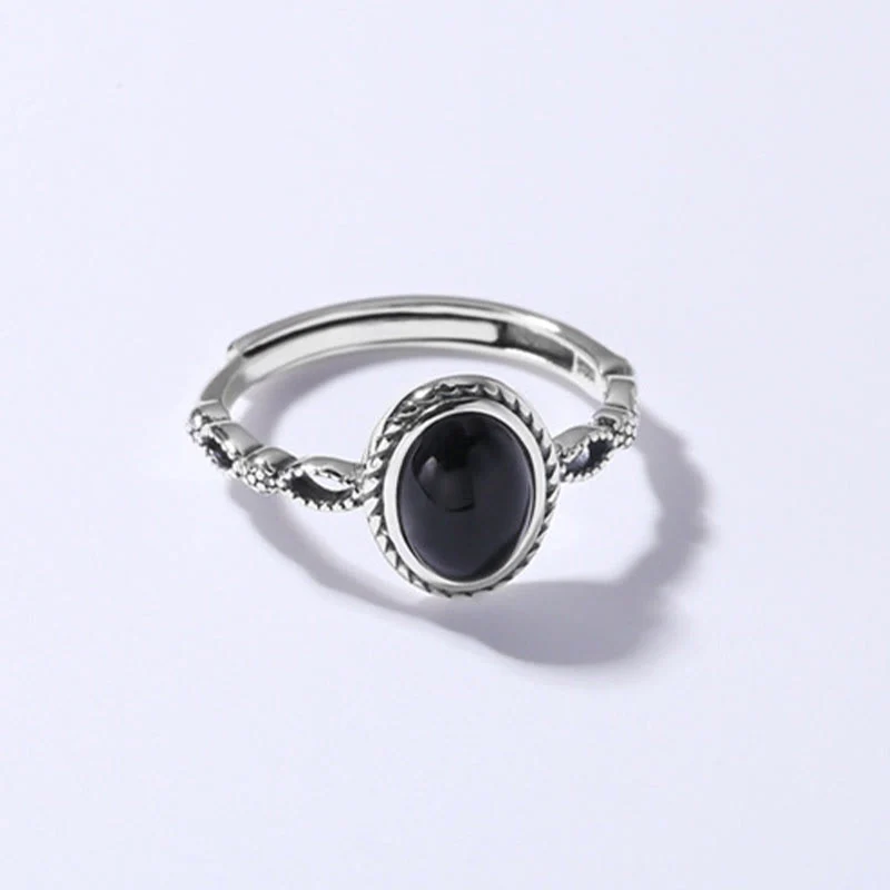 Anello della fortuna in onice nero in argento sterling 925 Buddha Stones - Image 8