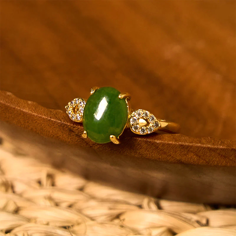 Anello della prosperità con fibbia regolabile in giada naturale Buddha Stones