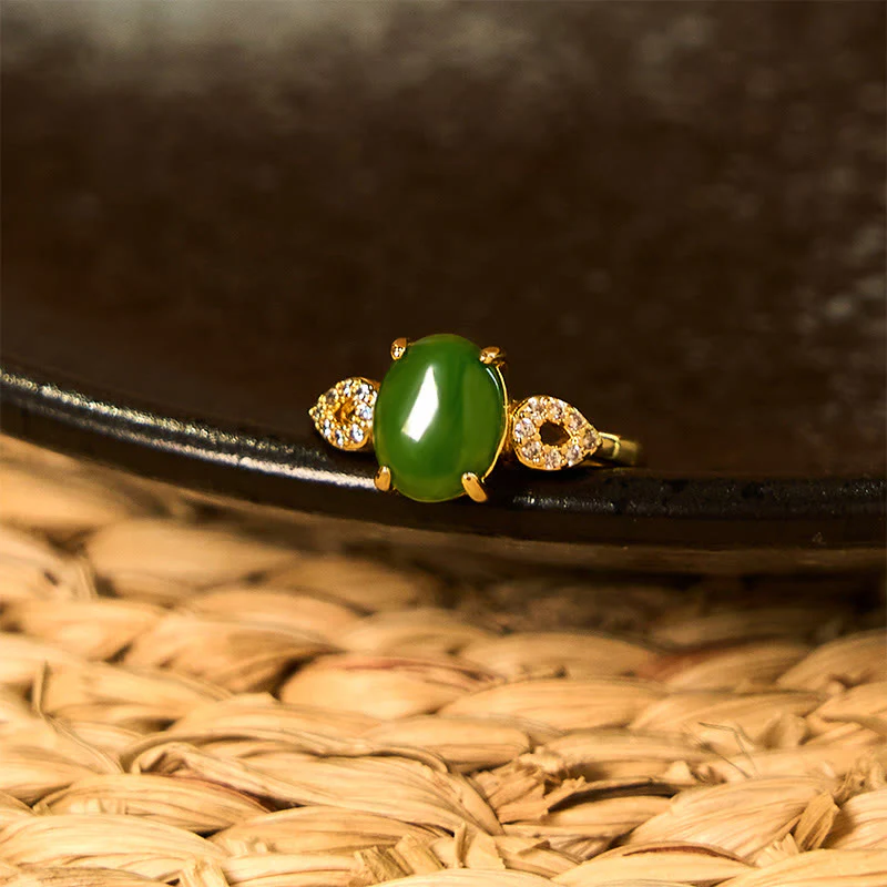 Anello della prosperità con fibbia regolabile in giada naturale Buddha Stones - Image 3