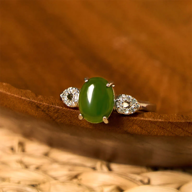 Anello della prosperità con fibbia regolabile in giada naturale Buddha Stones - Image 6