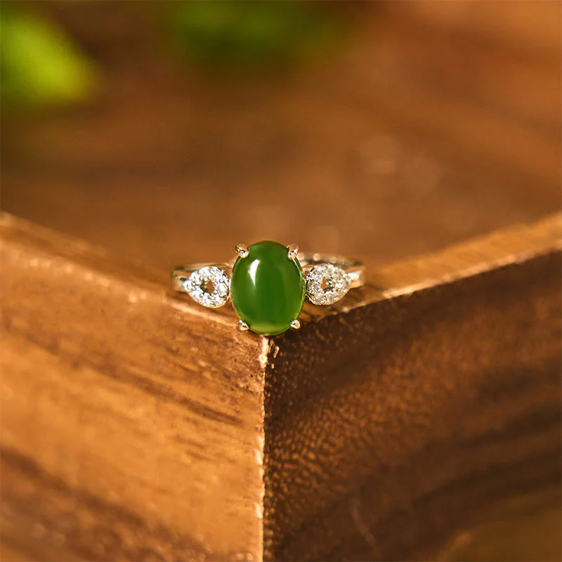 Anello della prosperità con fibbia regolabile in giada naturale Buddha Stones - Image 7