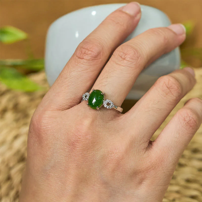 Anello della prosperità con fibbia regolabile in giada naturale Buddha Stones - Image 9