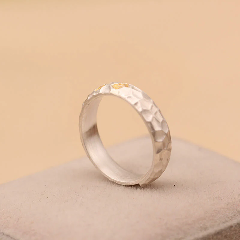 Anello della ricchezza in argento placcato rame con motivo a martello Buddha Stones Om Mani Padme Hum - Image 16