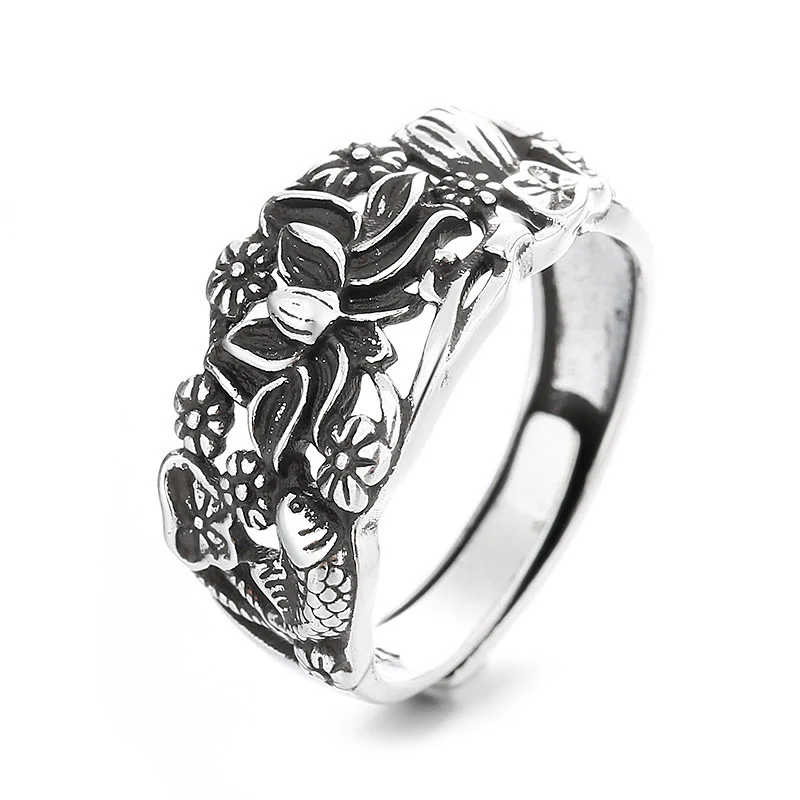 Anello dell'illuminazione con simbolo di loto e pesce koi Buddha Stones - Image 5