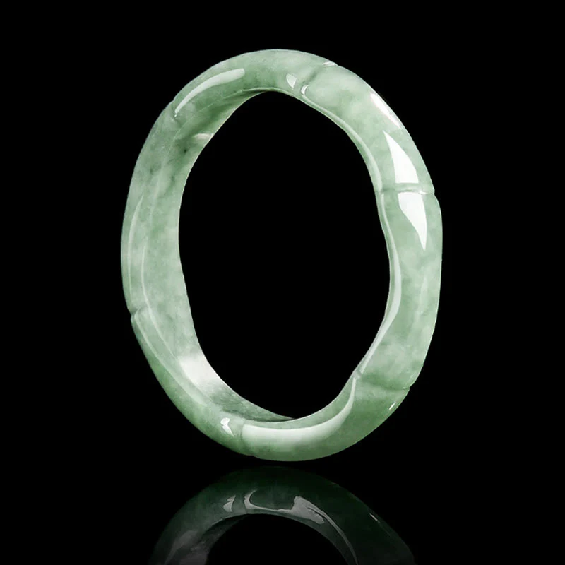 Anello di abbondanza in giada con design in bambù naturale Buddha Stones - Image 2