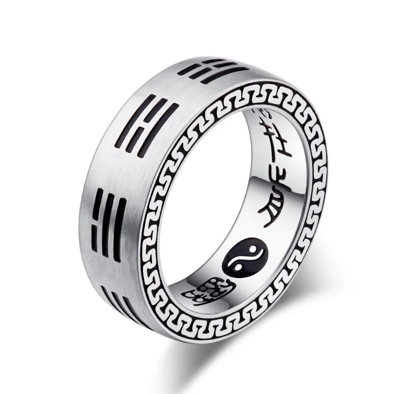 Anello di armonia in acciaio al titanio con mantra taoista a nove caratteri, Bagua, Yin e Yang , Buddha Stones - Image 13