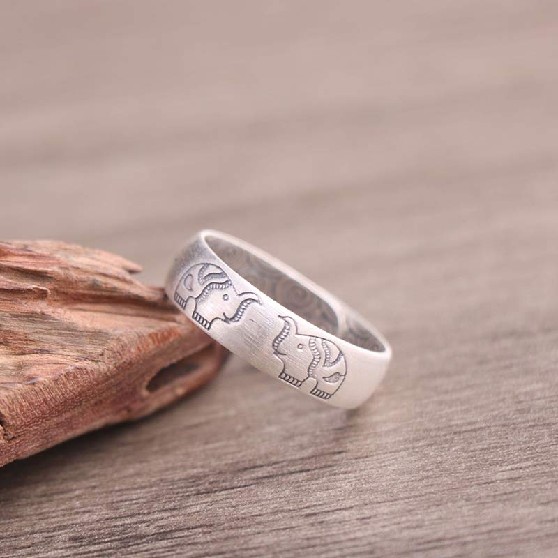 Anello di benedizione Buddha Stones 999 Sterling Silver Lotus Elephant Six True Words - Image 7