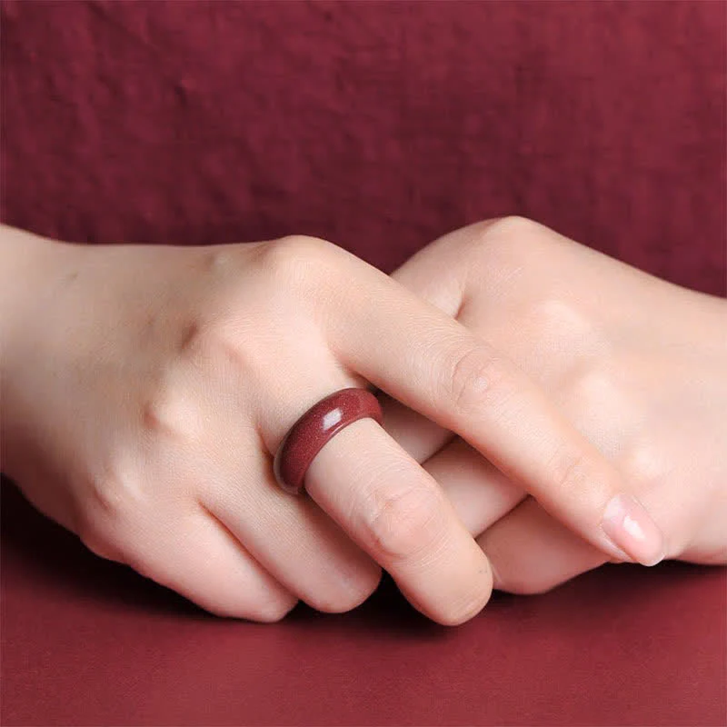Anello di benedizione Buddha Stones Cinnabar Om Mani Padme Hum Nuvole di buon auspicio - Image 3