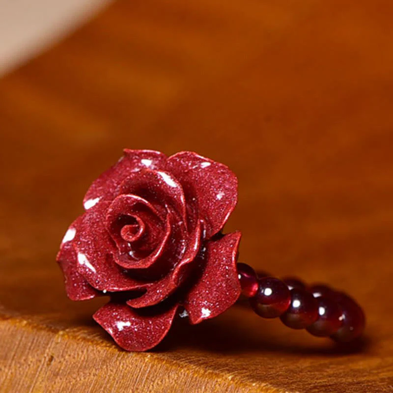 Anello di concentrazione con perle di granato rosa e cinabro Buddha Stones - Image 10