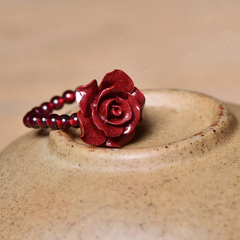 Anello di concentrazione con perle di granato rosa e cinabro Buddha Stones - Image 11