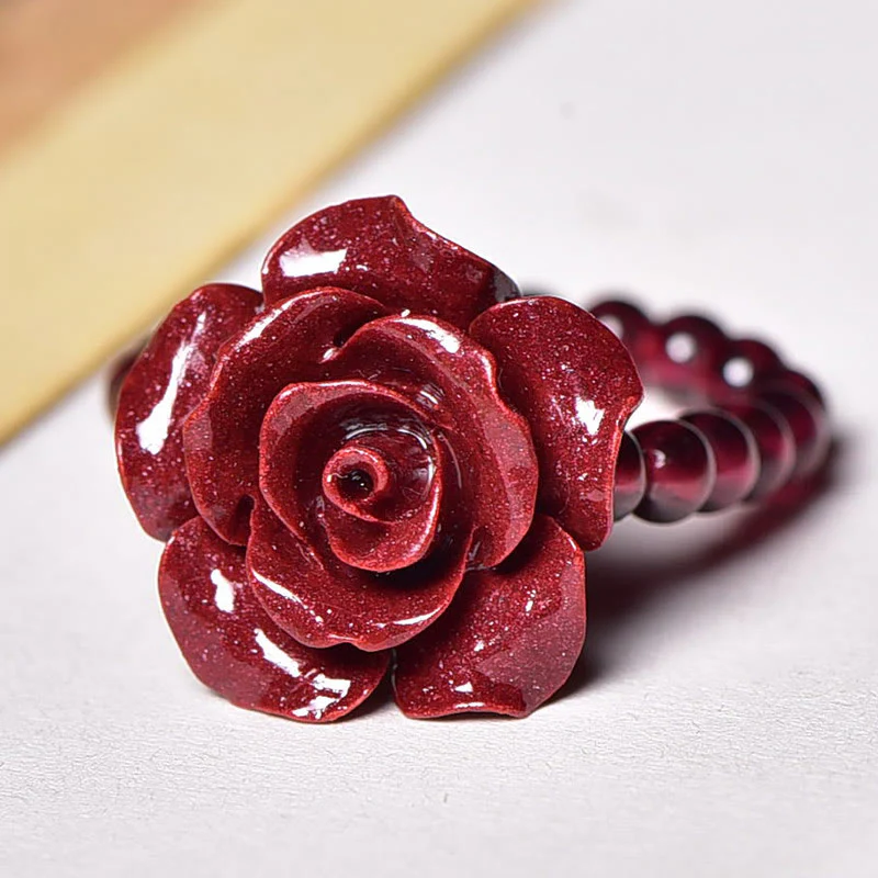 Anello di concentrazione con perle di granato rosa e cinabro Buddha Stones - Image 12
