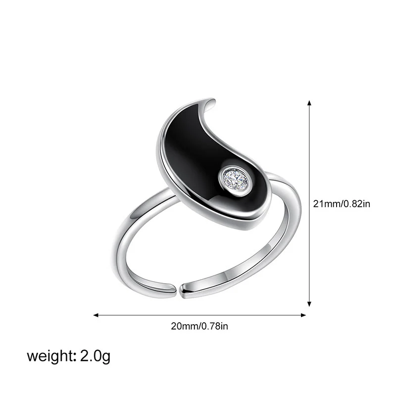 Anello di coppia in acciaio al titanio Buddha Stones Yin Yang con polsino in equilibrio - Image 10