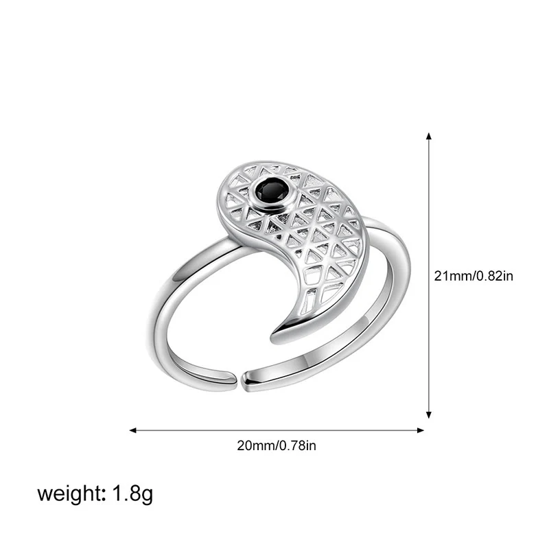 Anello di coppia in acciaio al titanio Buddha Stones Yin Yang con polsino in equilibrio - Image 12