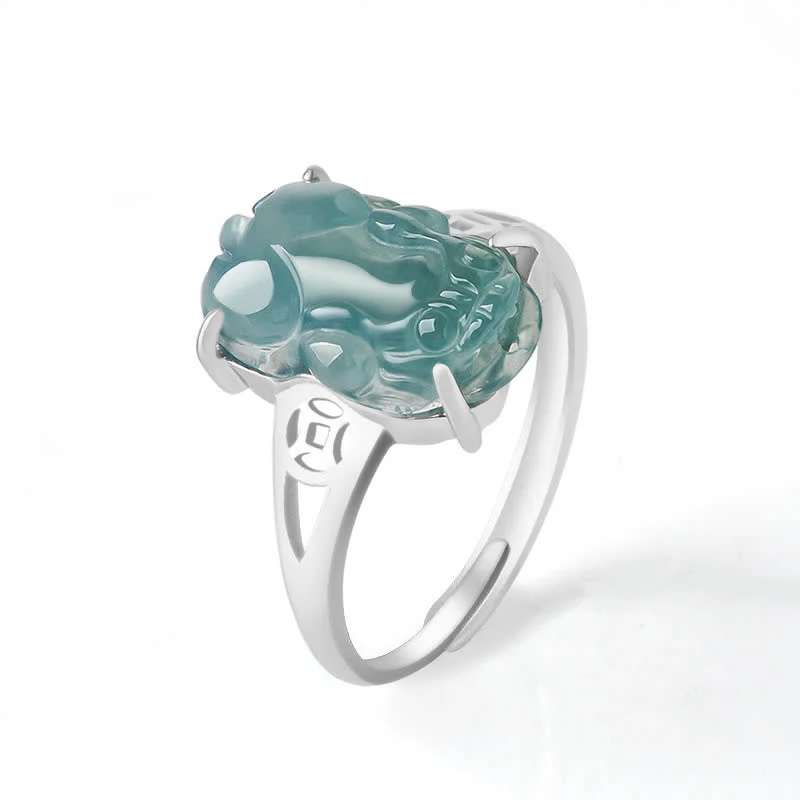 Anello di fortuna in argento sterling 925 Buddha Stones, Fengshui, ricchezza, prosperità, giada PiXiu - Image 4
